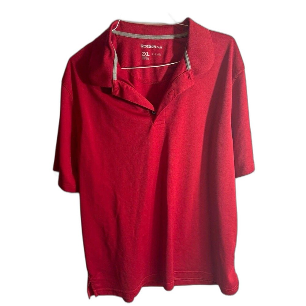 Reebok Golf Men's Polo Shirt 2XL Red Short Sleeve Polyester Piqué Regular Fit